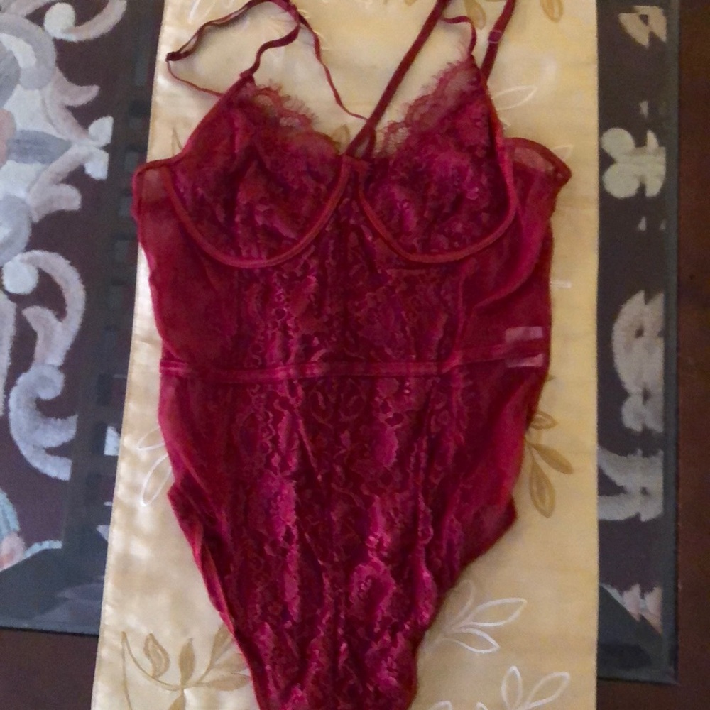 Red lace bodysuit